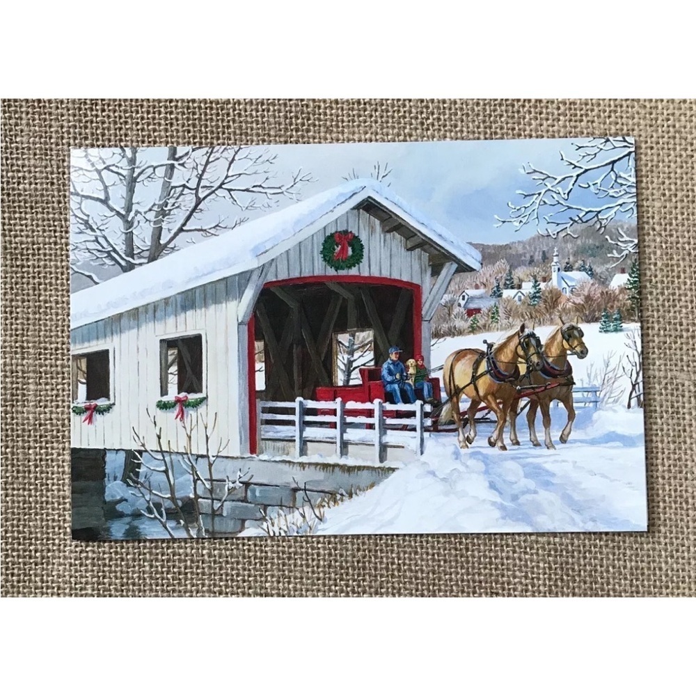 Vintage Persis Clayton Weirs Saturday Ride Christmas Card Rustic Framable